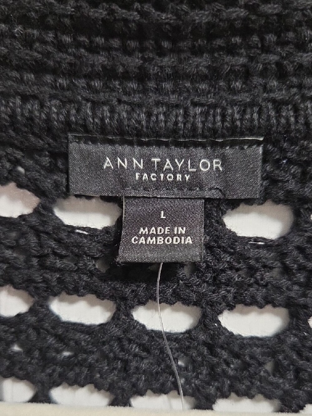 Ann Taylor Black Open-Knit Button Down Cardigan - Picture 2 of 5